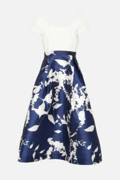 Coast 2 In 1 Midi Dress With Twill Skirt & Crepe Bodice -Coast bcc04608 navy xl 3