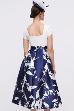 Coast 2 In 1 Midi Dress With Twill Skirt & Crepe Bodice -Coast bcc04608 navy xl 4