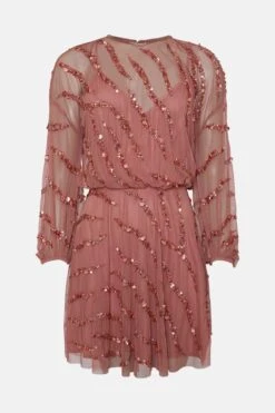 Coast Hand Embellished Mini Dress -Coast bcc04652 rose xl 3