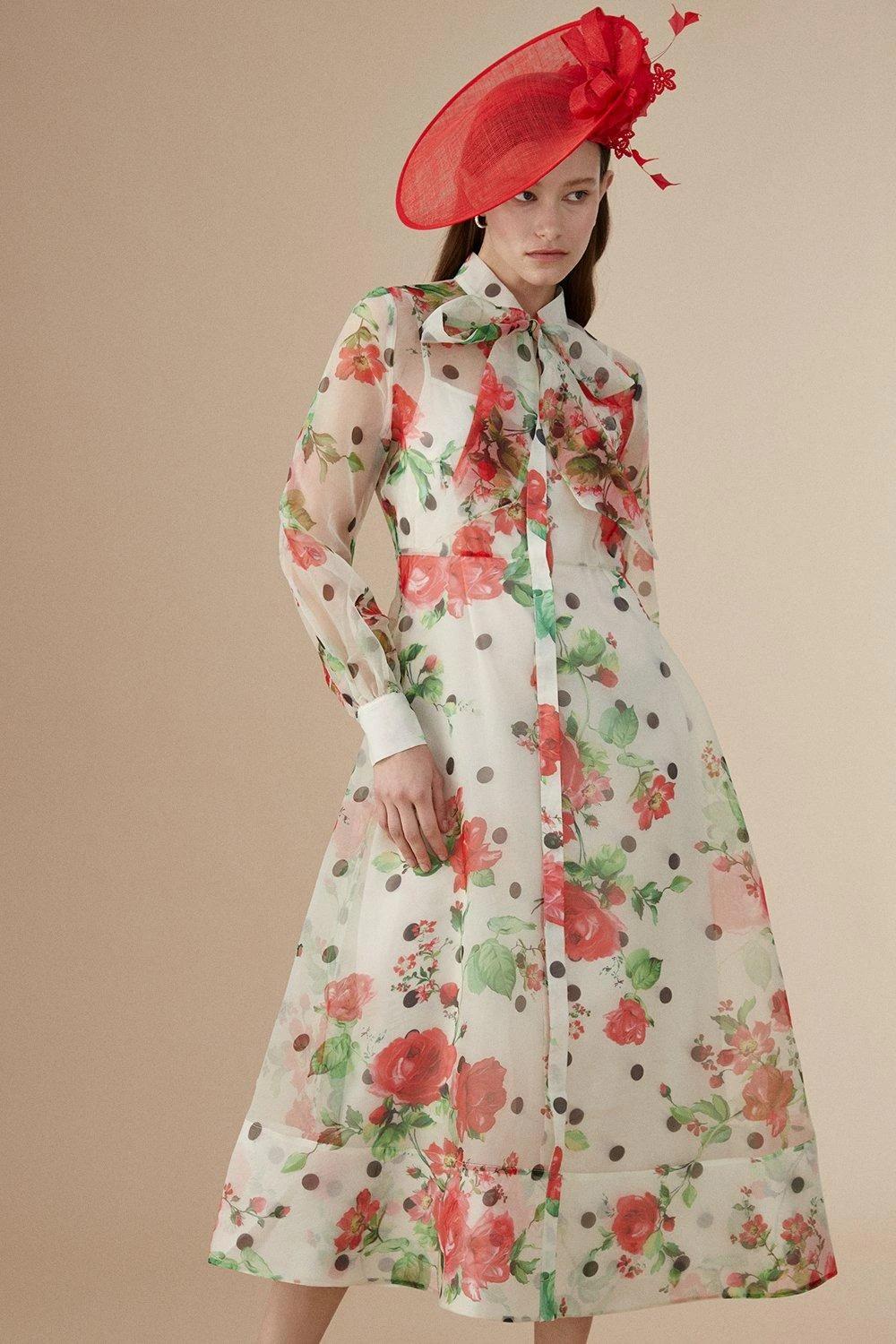 Coast Lisa Tan Organza Pussybow Shirt Dress 1 Coast Lisa Tan Organza Pussybow Shirt Dress