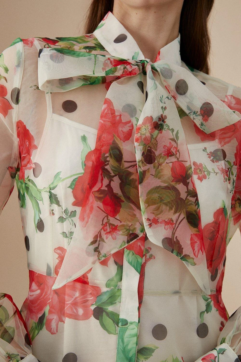 Coast Lisa Tan Organza Pussybow Shirt Dress 2 Coast Lisa Tan Organza Pussybow Shirt Dress - Image 2