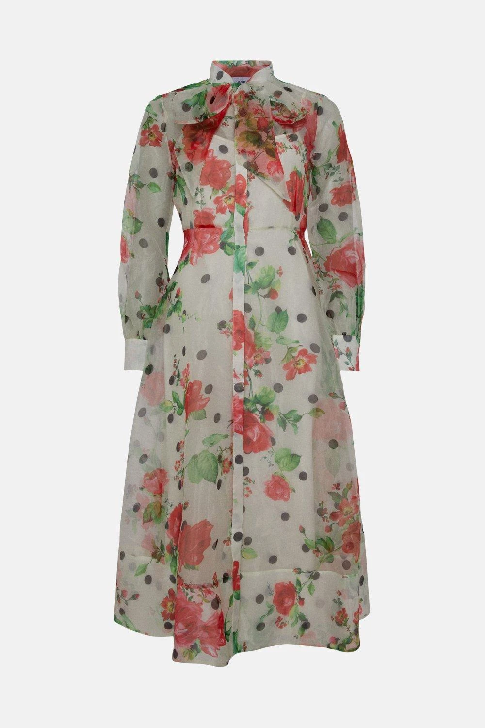 Coast Lisa Tan Organza Pussybow Shirt Dress 4 Coast Lisa Tan Organza Pussybow Shirt Dress - Image 4