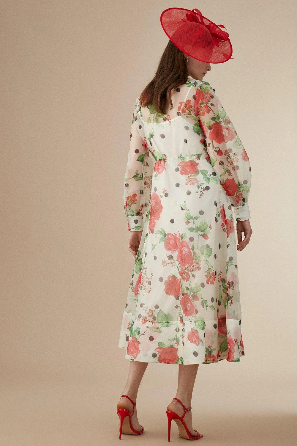 Coast Lisa Tan Organza Pussybow Shirt Dress 5 Coast Lisa Tan Organza Pussybow Shirt Dress - Image 5