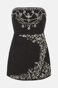 Coast Tweed Strapless Mini Dress With Embellishment -Coast bcc04663 black xl 3