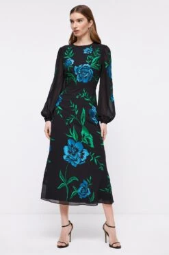 Coast Blooming Marigold Embroidered Midi Dress
