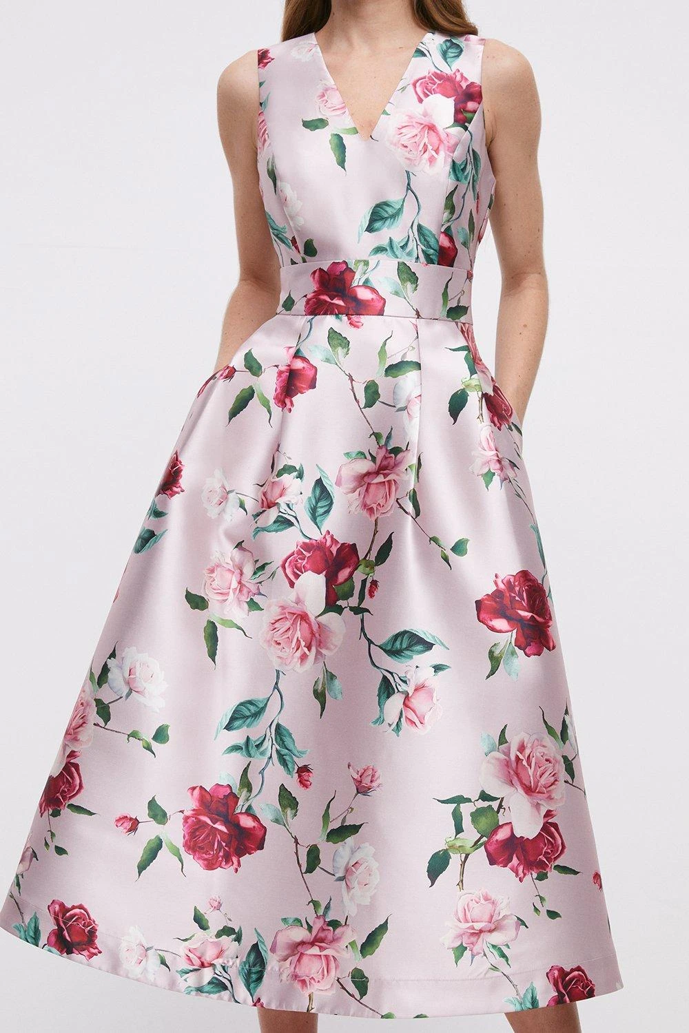 Coast Midi Dress In Twill With V-Neck 3 Coast Midi Dress In Twill With V-Neck - Image 3