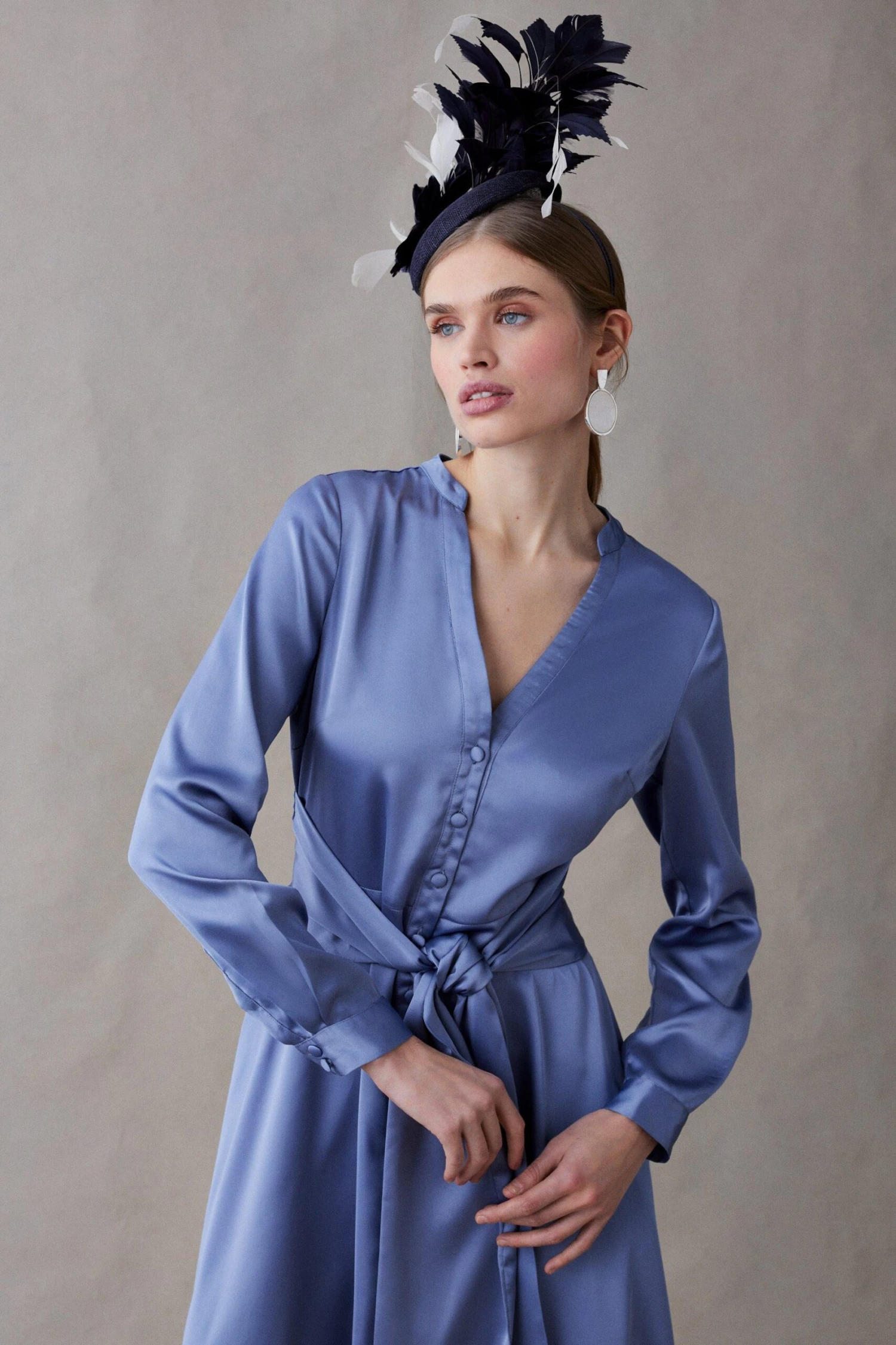Coast Midi Satin Wrap Dress With Bow Detail 3 Coast Midi Satin Wrap Dress With Bow Detail - Image 3
