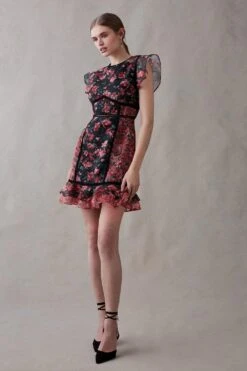 Coast Mini Dress In Organza With Tiers -Coast bcc04734 black xl 4