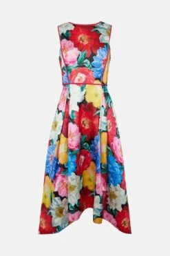 Coast Twill Midi Dress With Dip Hem & Piping -Coast bcc04738 multi xl 3