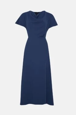 Coast Midi Dress With High Neck & Flare Skirt -Coast bcc04742 navy xl 3