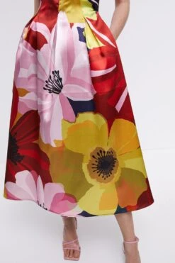 Coast Printed Twill Midi Dress With Embroidered Flowers -Coast bcc04840 multi xl 2