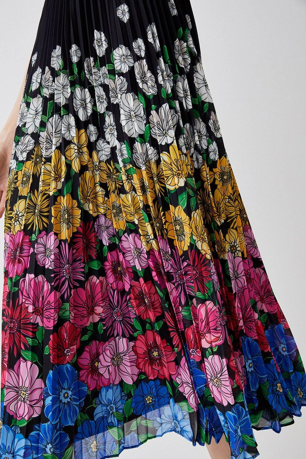 Coast Placement Floral Pleated Skirt Lace Top Midi Dress 2 Coast Placement Floral Pleated Skirt Lace Top Midi Dress - Image 2