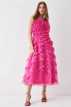 Coast Rose Ruffle Midi Dress