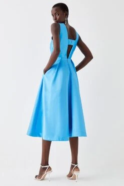 Coast Plunge Midi Dress In Twill -Coast bcc04867 blue xl 3