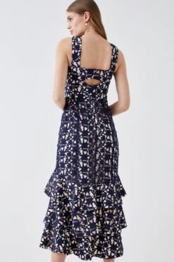 Coast Cross Neck Lace Dress With Tiered Hem -Coast bcc04872 navy xl 4