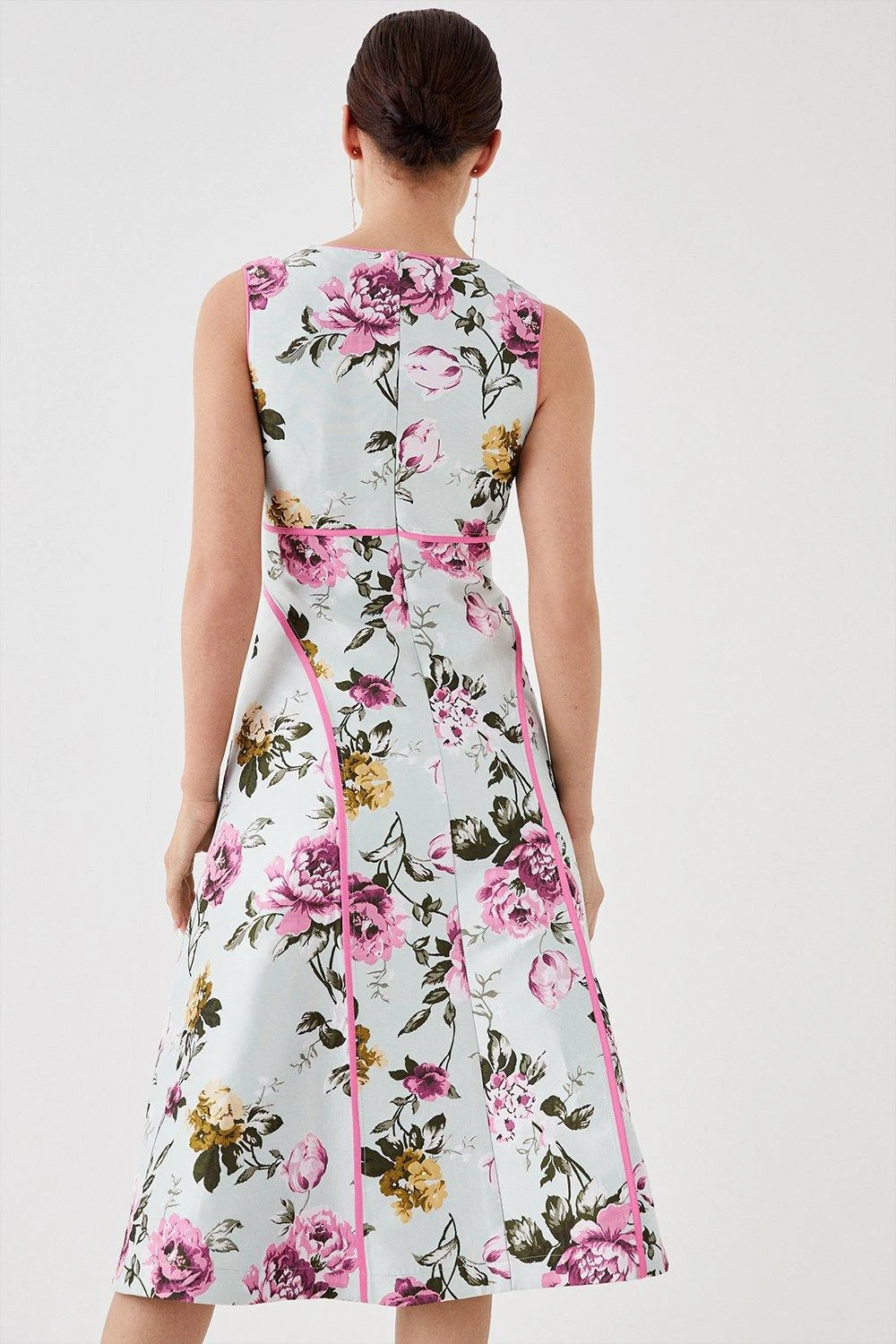 Coast Petite Square Neck Midi Dress In Jacquard With Seam 4 Coast Petite Square Neck Midi Dress In Jacquard With Seam - Image 4