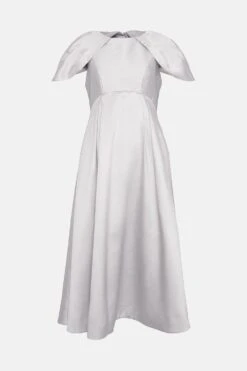 Coast Cape Sleeve Twill Midi Dress 7 Coast Cape Sleeve Twill Midi Dress -Coast bcc04906 silver xl 3