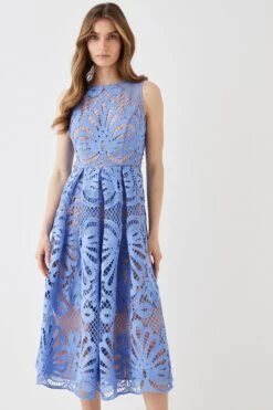 Coast Premium Sleeveless Lace Midi Dress With Contrast Lining