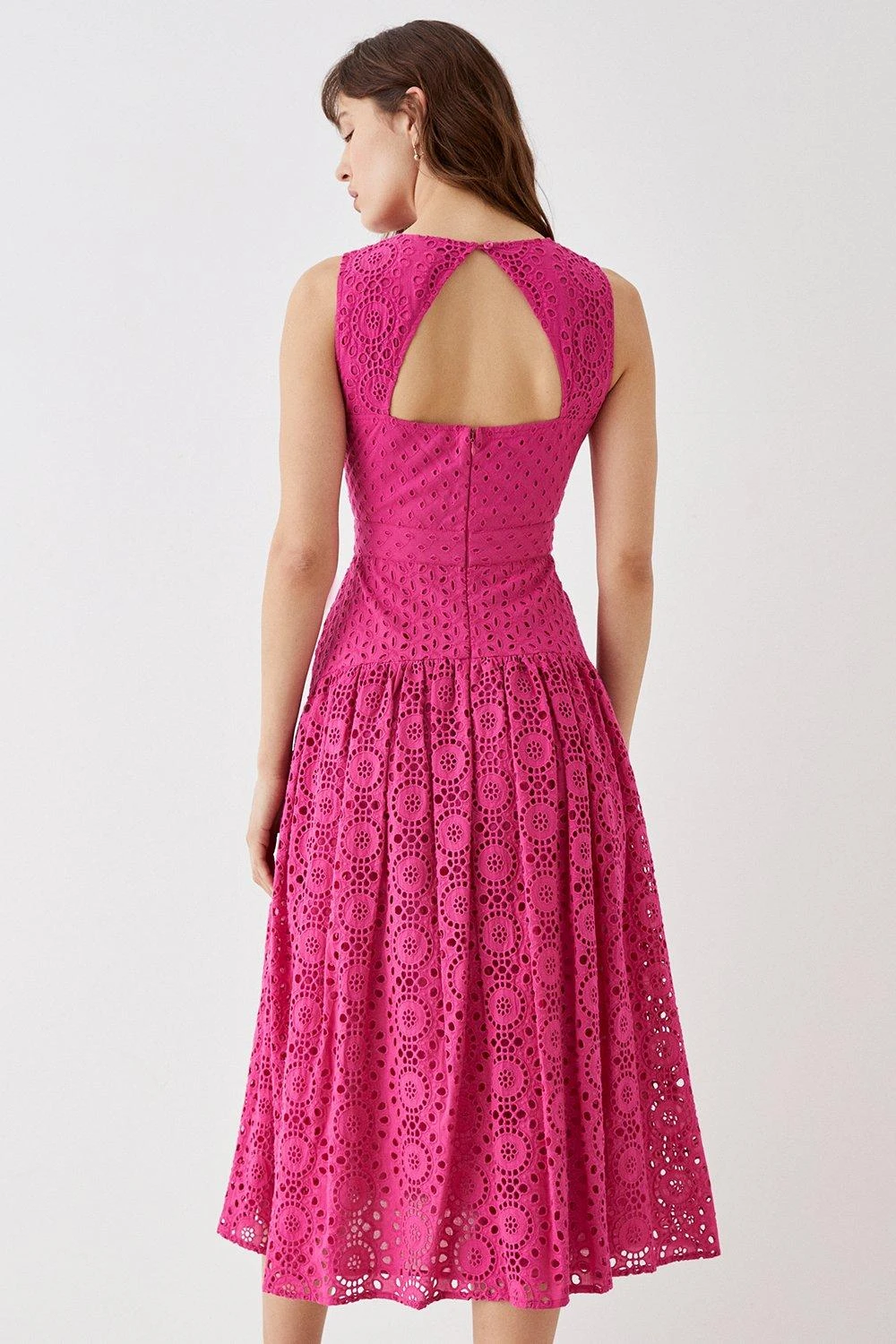 Coast Panelled Drop Waist Broderie Midi Dress 5 Coast Panelled Drop Waist Broderie Midi Dress - Image 5