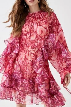 Coast Alexandra Farmer Organza Ruffle Mini Dress -Coast bcc04935 red xl 2