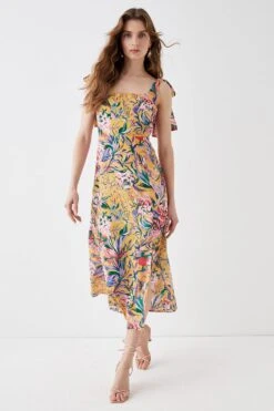 Coast Alexandra Farmer Tie Shoulder Midi Dress