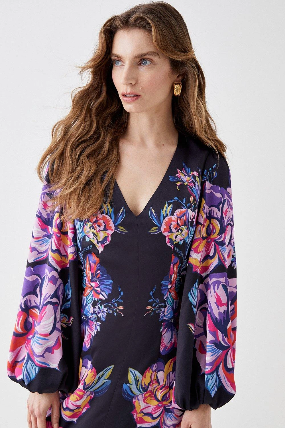 Coast Alexandra Farmer Placement Volume Sleeve Midi Dress 2 Coast Alexandra Farmer Placement Volume Sleeve Midi Dress - Image 2