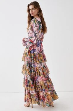 Coast Alexandra Farmer Tiered Chiffon Patchwork Maxi Dress 5 Coast Alexandra Farmer Tiered Chiffon Patchwork Maxi Dress -Coast bcc04943 multi xl 2