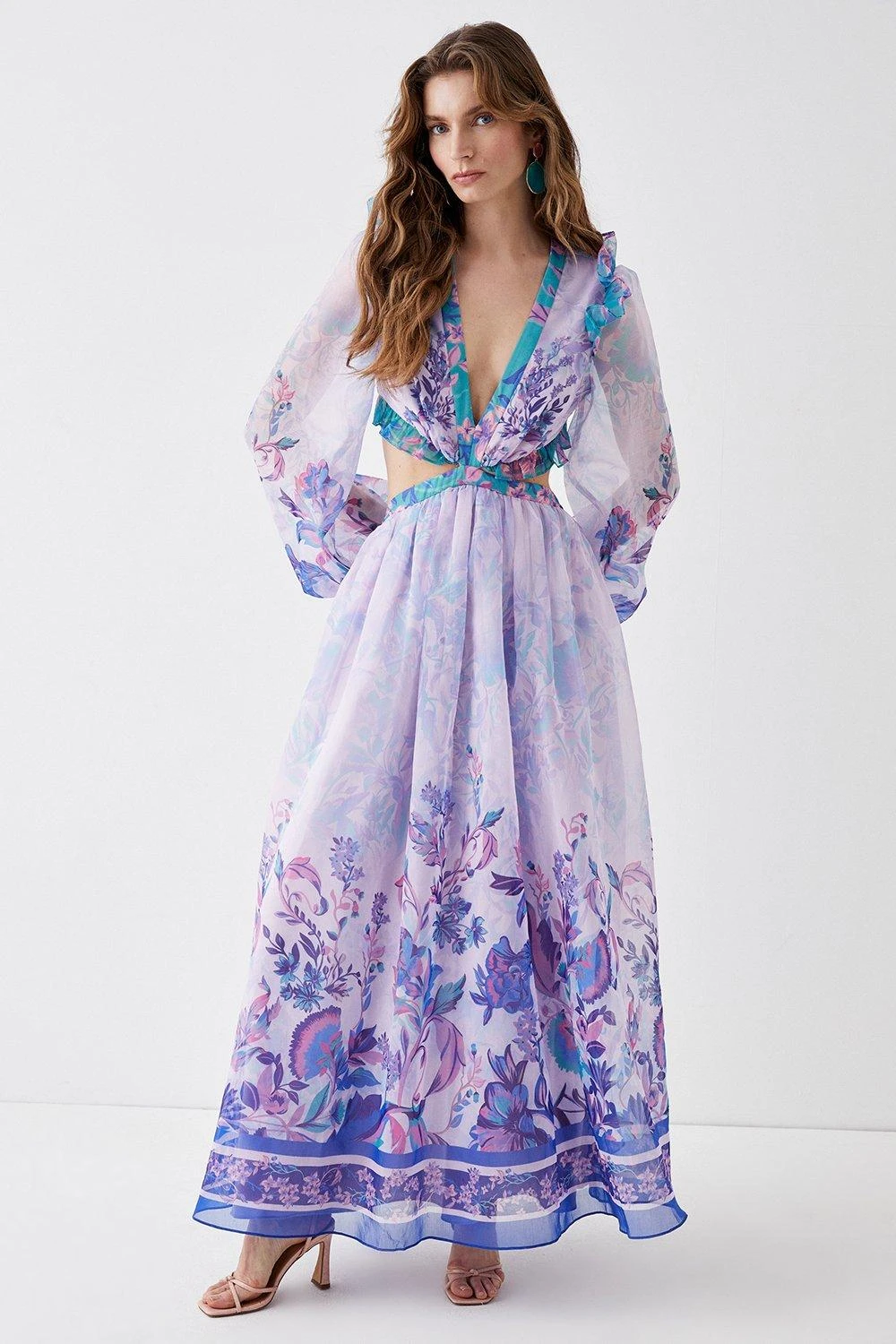 Coast Alexandra Farmer Ruffle Shoulder Volume Sleeve Maxi Dress 2 Coast Alexandra Farmer Ruffle Shoulder Volume Sleeve Maxi Dress - Image 2