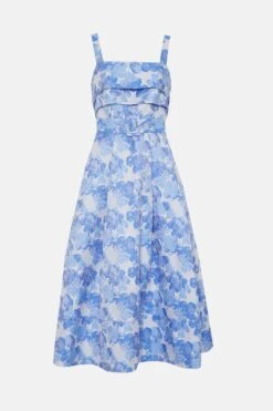 Coast Belted Cami Top Midi Dress In Jacquard -Coast bcc04991 blue xl 3