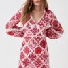 Coast Long Sleeve Tile Lace Waist Panel Mini Dress