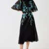 Coast Trailing Floral Embroidered Angel Sleeve Midi Dress