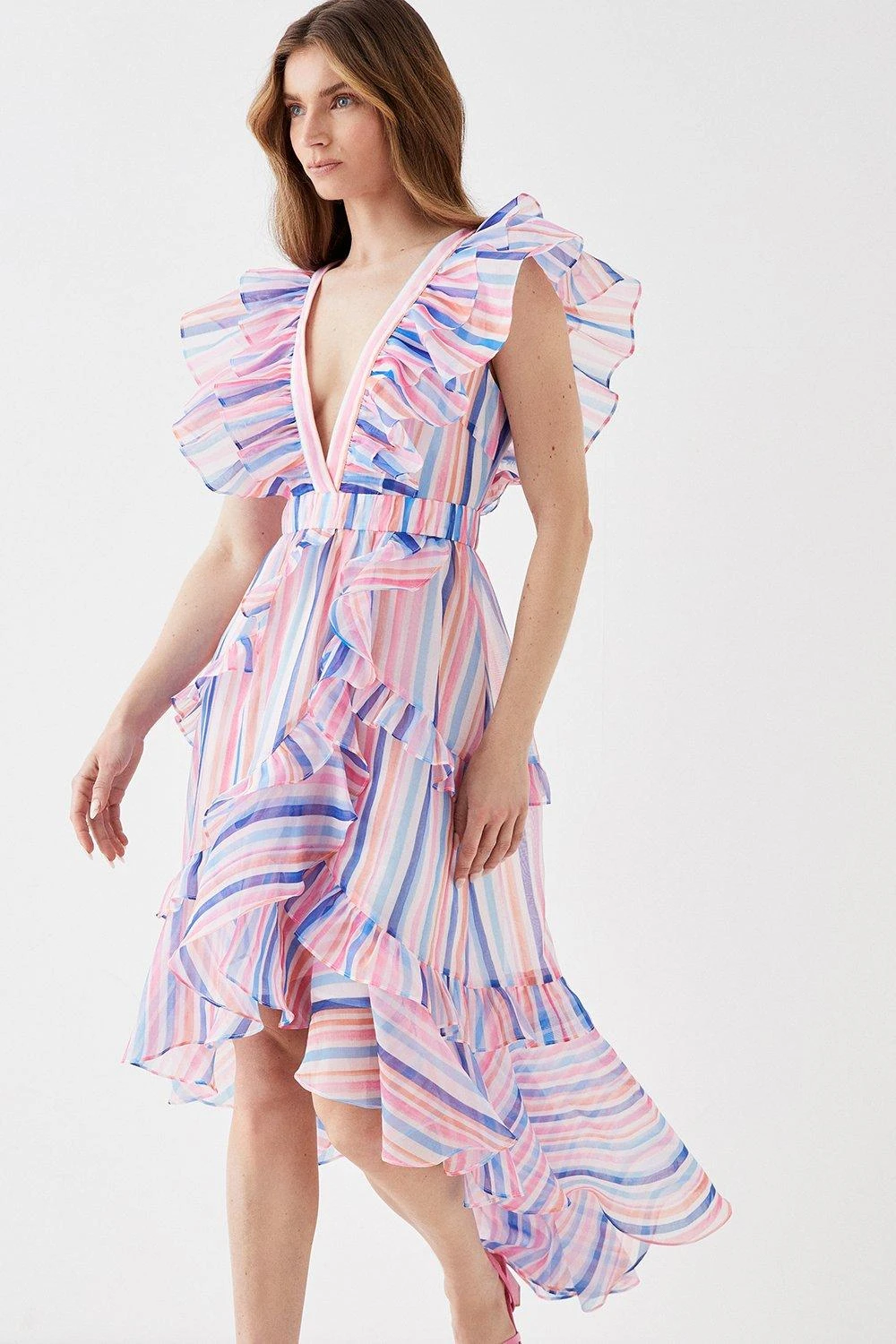 Coast Ruffle Detail Wrap Organza Midi Dress 1 Coast Ruffle Detail Wrap Organza Midi Dress