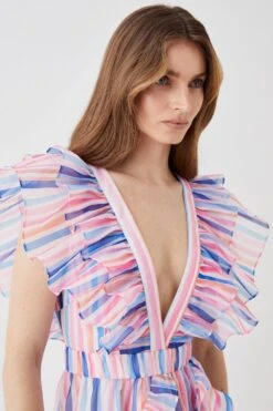 Coast Ruffle Detail Wrap Organza Midi Dress 6 Coast Ruffle Detail Wrap Organza Midi Dress -Coast bcc05046 blue xl 2