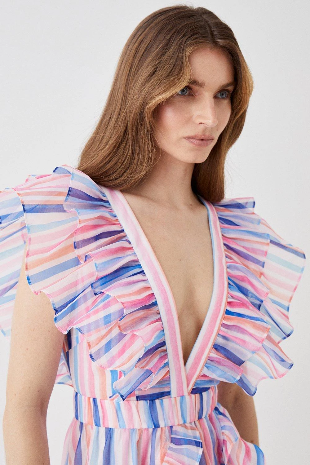 Coast Ruffle Detail Wrap Organza Midi Dress 3 Coast Ruffle Detail Wrap Organza Midi Dress - Image 3