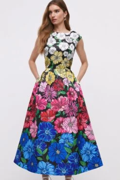 Coast Structured Twill Midi Dress With Pockets