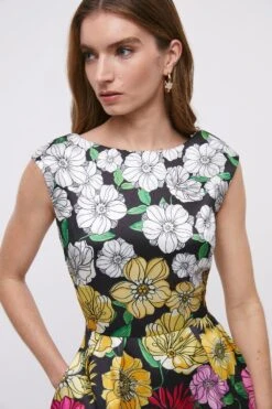 Coast Structured Twill Midi Dress With Pockets -Coast bcc05130 multi xl 4