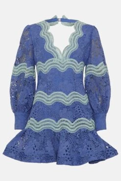 Coast Lace Blouson Sleeve Trim Detail Mini Dress -Coast bcc05133 blue xl 3