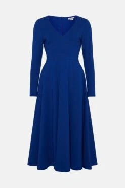 Coast Ponte V Neck Full Skirt Midi Dress -Coast bcc05149 cobalt xl 3