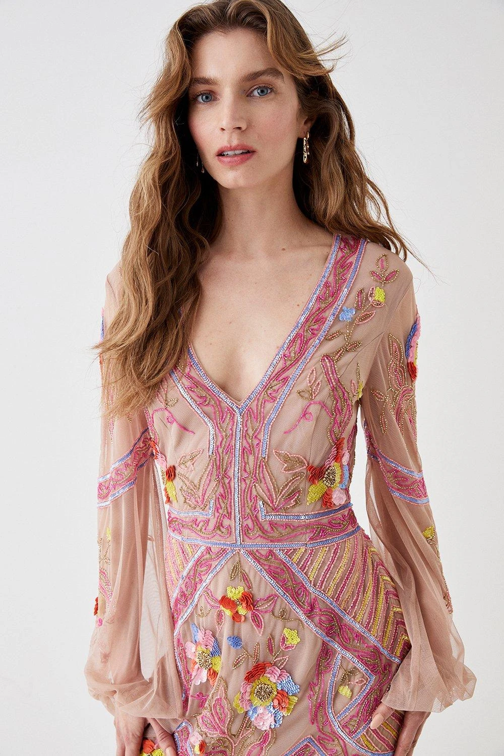 Coast Alexandra Farmer Hand Embellished Mini Dress With V Neck 2 Coast Alexandra Farmer Hand Embellished Mini Dress With V Neck - Image 2