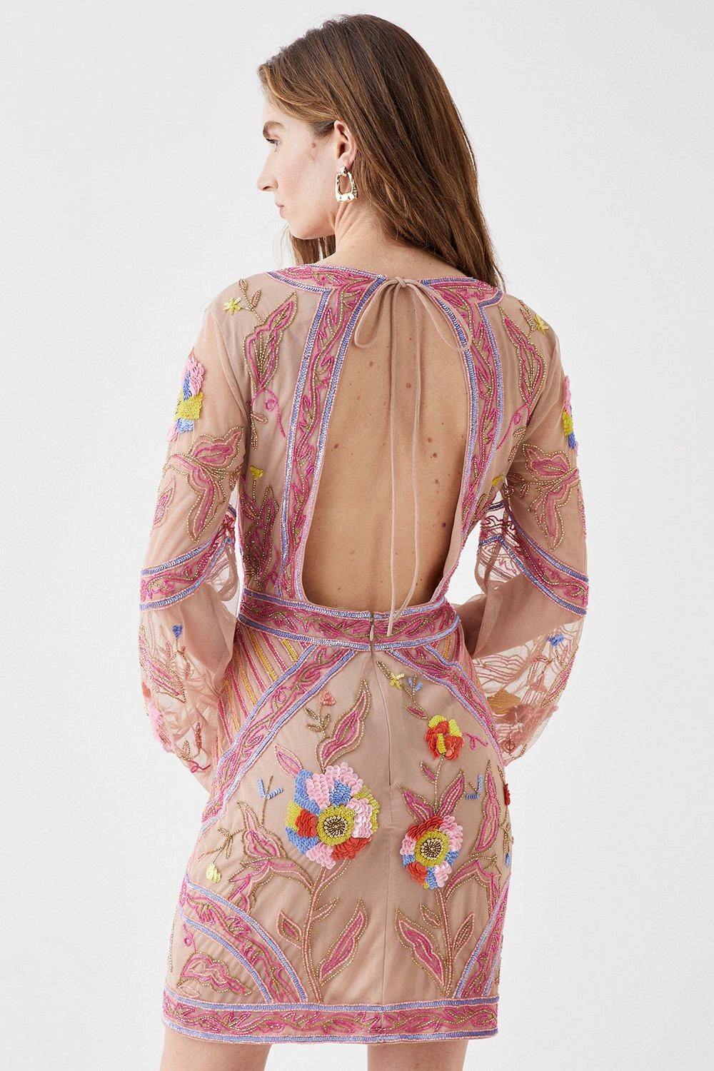 Coast Alexandra Farmer Hand Embellished Mini Dress With V Neck 3 Coast Alexandra Farmer Hand Embellished Mini Dress With V Neck - Image 3