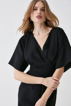 Coast Kimono Sleeve V Neck Dress -Coast bcc05179 black xl 2