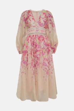 Coast Organza Floral Placement Lace Trim Midaxi Dress -Coast bcc05182 blush xl 3