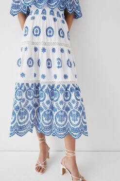 Coast Bardot Trim Detail Tiered Broderie Midi Dress -Coast bcc05185 ivory xl 2