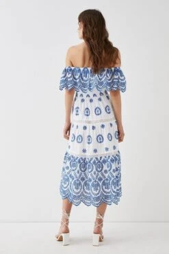 Coast Bardot Trim Detail Tiered Broderie Midi Dress -Coast bcc05185 ivory xl 3
