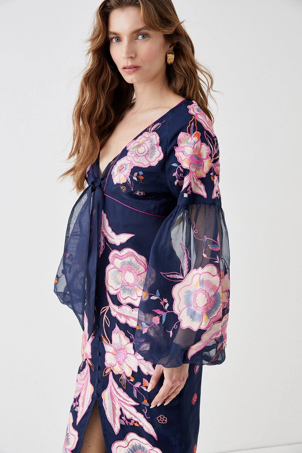 Coast Alexandra Farmer Applique And Embroidered Tie Front Midi Dre 1 Coast Alexandra Farmer Applique And Embroidered Tie Front Midi Dre