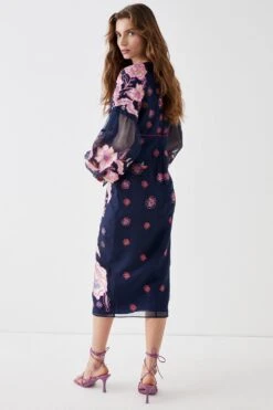 Coast Alexandra Farmer Applique And Embroidered Tie Front Midi Dre 5 Coast Alexandra Farmer Applique And Embroidered Tie Front Midi Dre -Coast bcc05192 navy xl 2