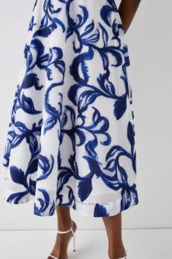 Coast Plus Size Deep Plunge Jacquard Midi Dress In Jacquard -Coast bcc05195 white xl 2