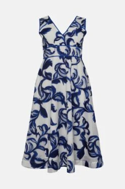 Coast Plus Size Deep Plunge Jacquard Midi Dress In Jacquard -Coast bcc05195 white xl 3