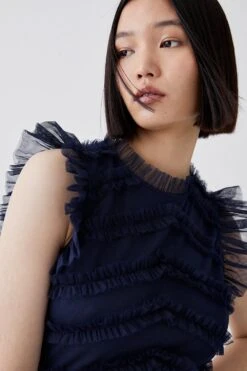 Coast Tulle Ruffle Bodice Tiered Midi Dress -Coast bcc05301 navy xl 2