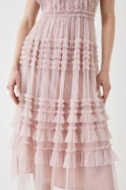 Coast Tulle Micro Ruffle Frill Neck Midi Dress 6 Coast Tulle Micro Ruffle Frill Neck Midi Dress -Coast bcc05311 blush xl 2